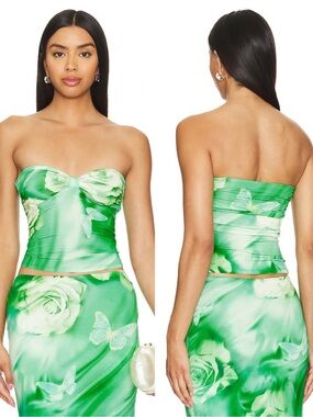 NWT Lovers & Friends x Revolve Zura Top in Green Rose Swirl